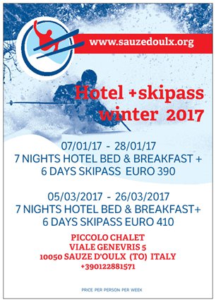 HOTEL + SKIPASS INDIVIDUALI 2017 PICCOLO CHALET